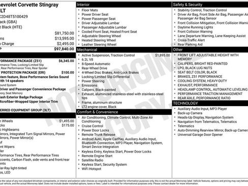 New 2026 Chevrolet Corvette Stingray Premium Cpe w/ Z51 Performance Package image 2