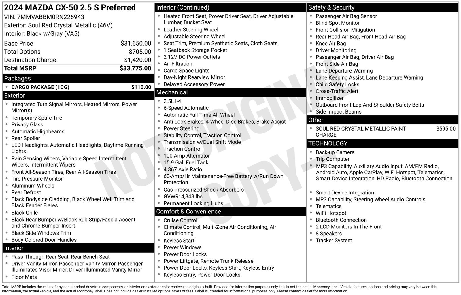 Certified 2024 MAZDA CX-50 AWD 2.5 S w/ Cargo Package image 39