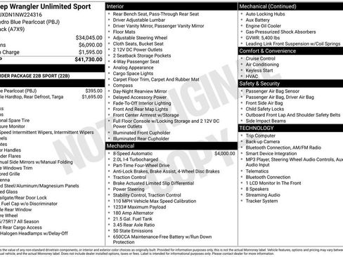 Used 2022 Jeep Wrangler Unlimited Sport AWD/4WD image 13