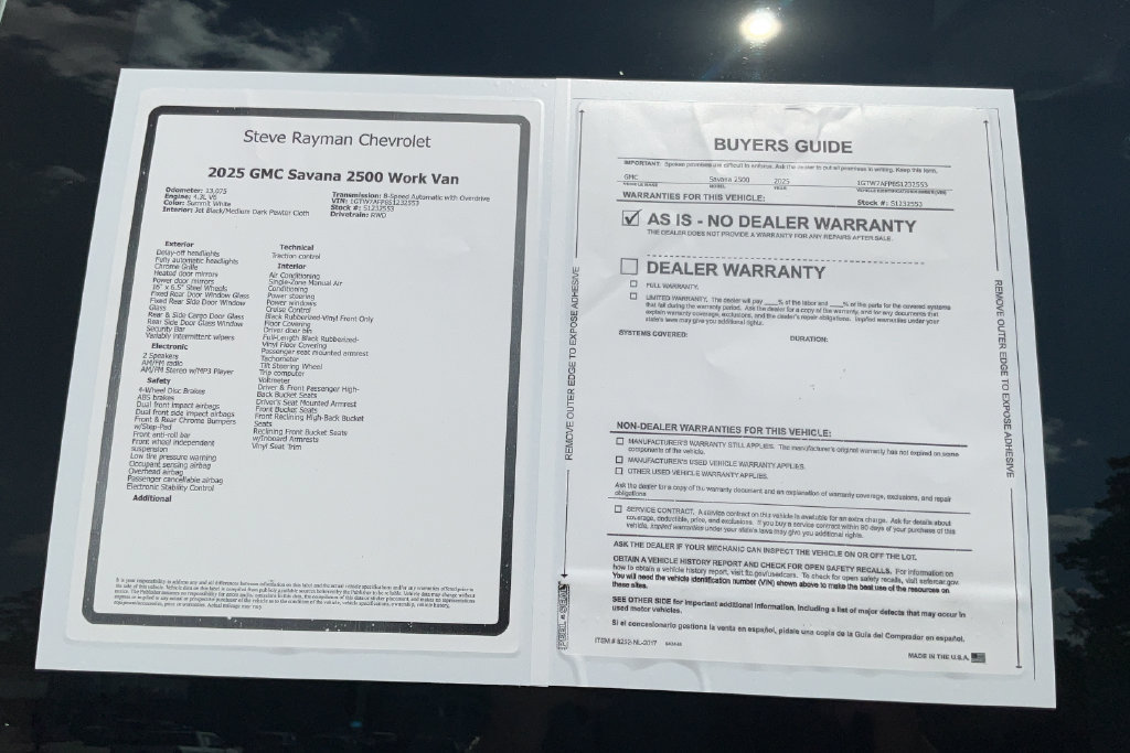 Certified 2025 GMC Savana 2500 w/ Driver Convenience Package RWD image 23