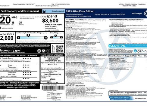 Certified 2025 Volkswagen Atlas Peak Edition SE AWD/4WD image 45