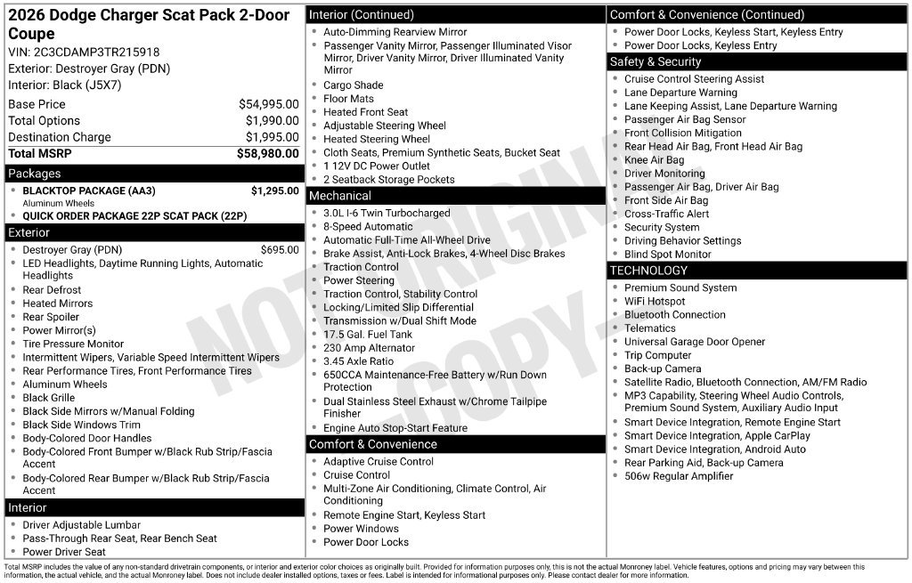 Certified 2026 Dodge Charger Scat Pack w/ Blacktop Package AWD/4WD image 42
