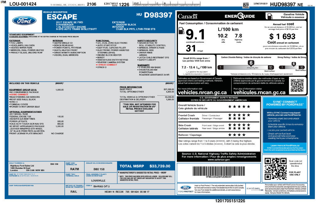Used 2017 Ford Escape SE w/ Equipment Group 201A FWD image 10