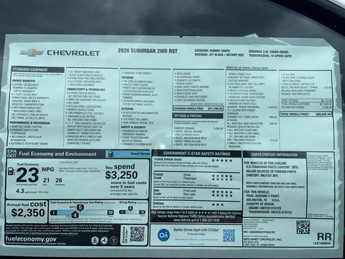 New 2026 Chevrolet Suburban RST w/ Comfort Package RWD image 15