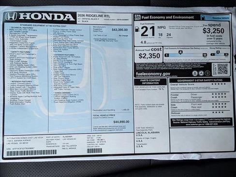 New 2026 Honda Ridgeline RTL image 16