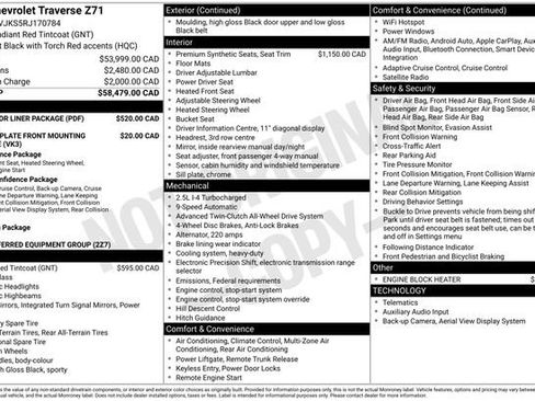 Used 2024 Chevrolet Traverse Z71 w/ LPO, Floor Liner Package AWD/4WD image 11
