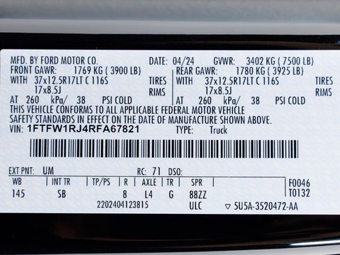 Used 2024 Ford F150 Raptor R w/ Equipment Group 803A Raptor R image 73