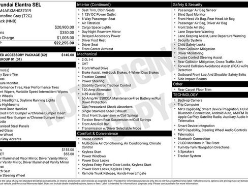 Used 2021 Hyundai Elantra SEL w/ Preferred Accessory Package FWD image 6