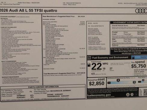 New 2026 Audi A8 L 3.0T AWD/4WD image 40