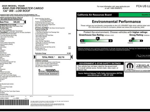 Used 2025 RAM ProMaster 2500 w/ U-Haul Equipment Group FWD image 5