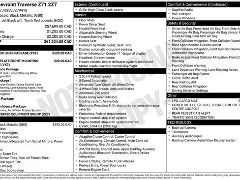 Used 2025 Chevrolet Traverse Z71 w/ LPO, Floor Liner Package image 1