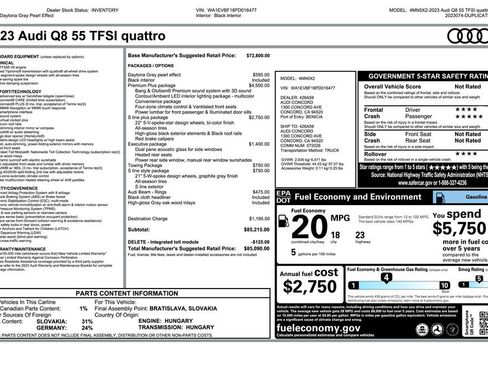 Used 2023 Audi Q8 Premium Plus w/ Premium Plus Package AWD/4WD image 3