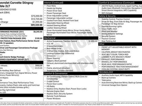 Used 2022 Chevrolet Corvette Stingray Preferred Conv w/ Z51 Performance Package image 1