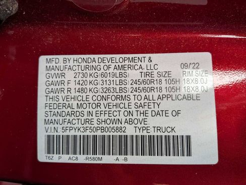 Certified 2023 Honda Ridgeline RTL image 35