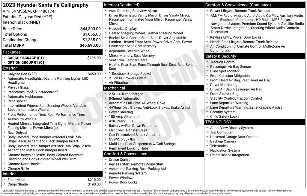 Used 2023 Hyundai Santa Fe Calligraphy w/ Cargo Package AWD/4WD image 61