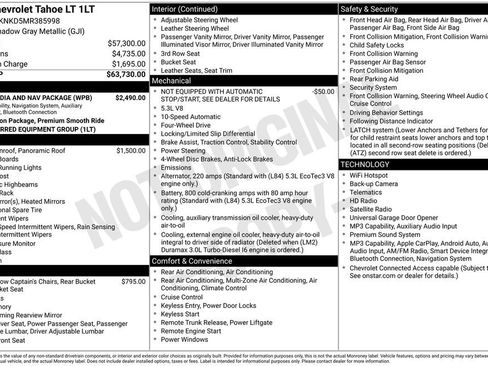 Used 2021 Chevrolet Tahoe LT w/ Rear Media and Nav Package AWD/4WD image 11