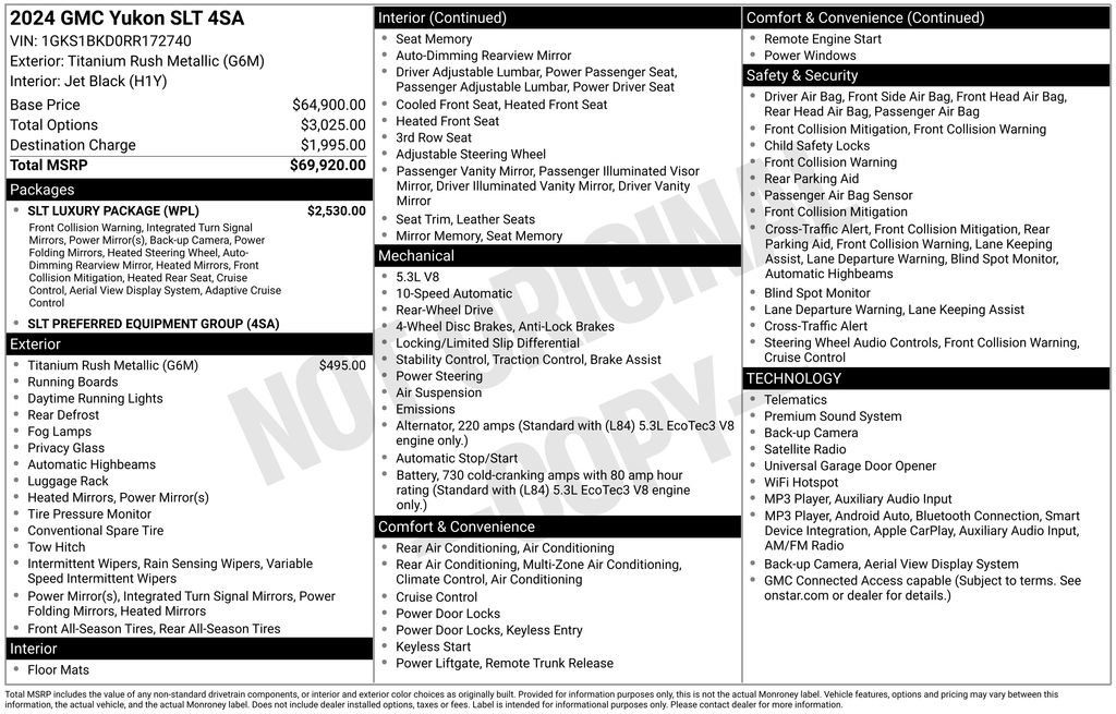 Used 2024 GMC Yukon SLT w/ SLT Luxury Package RWD image 7