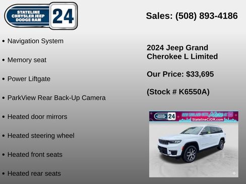 Used 2024 Jeep Grand Cherokee L Limited AWD/4WD image 6