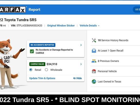 Used 2022 Toyota Tundra SR5 w/ Advanced Technology Package AWD/4WD image 9