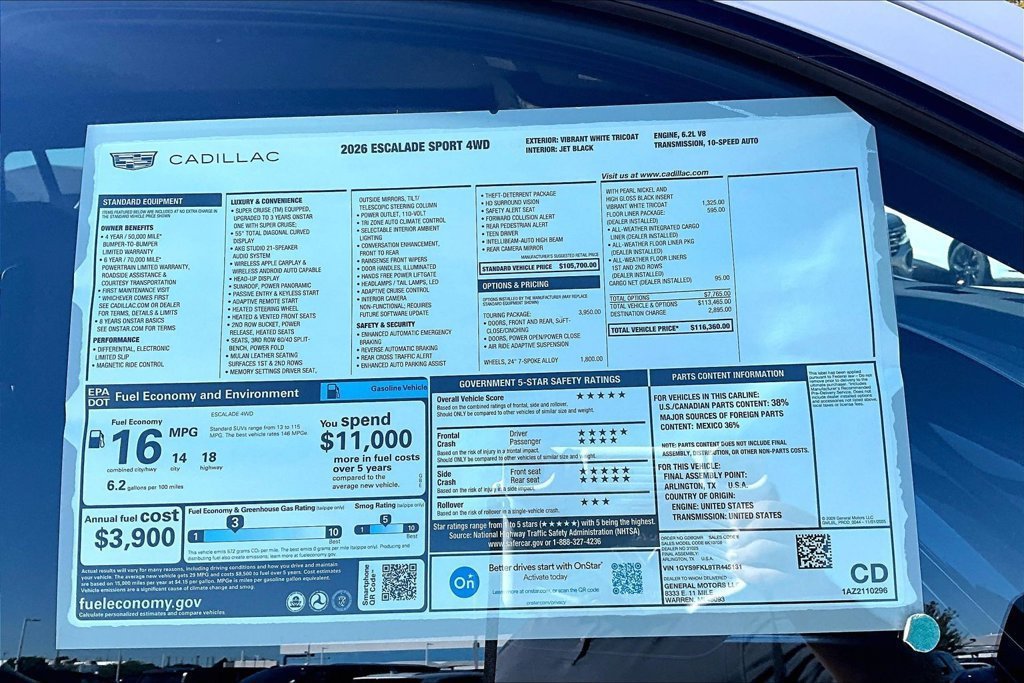New 2026 Cadillac Escalade Sport w/ Touring Package AWD/4WD image 14