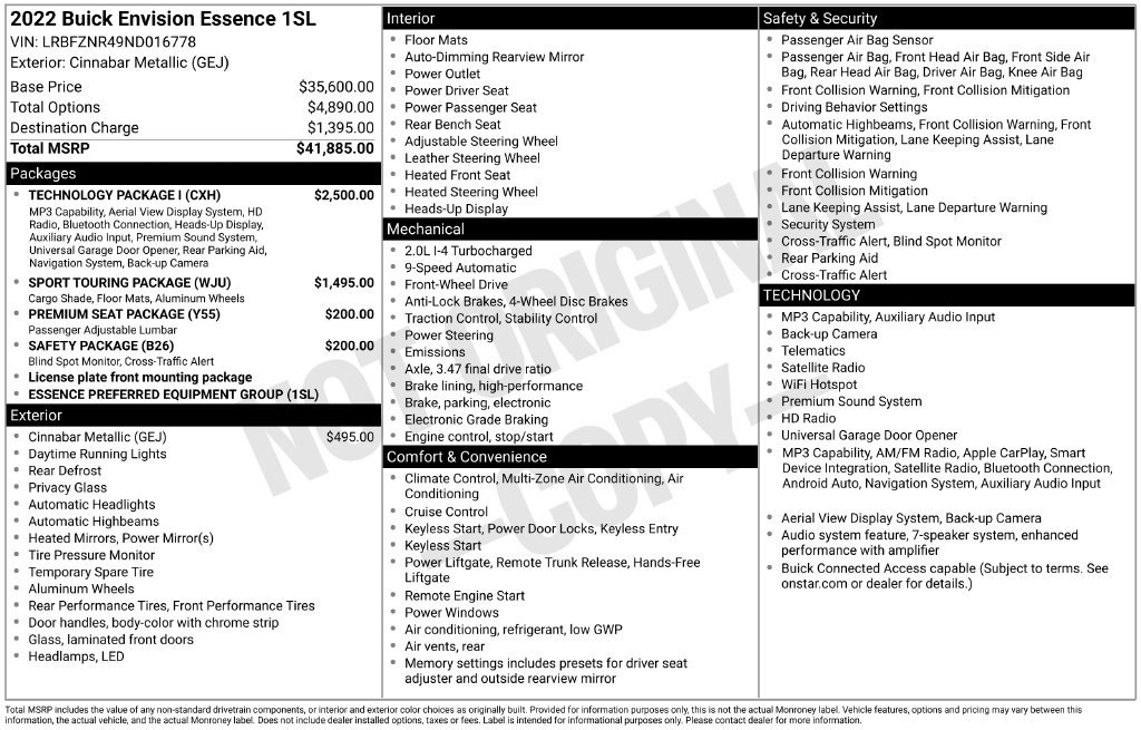 Used 2022 Buick Envision Essence w/ Technology Package I FWD image 2