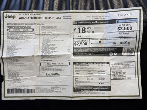 Used 2016 Jeep Wrangler Unlimited Sport w/ Quick Order Package 24S image 52