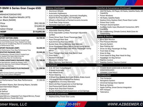 Used 2019 BMW 650i Gran Coupe w/ Executive Package RWD image 3