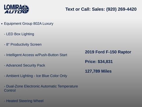 Used 2019 Ford F150 Raptor w/ Equipment Group 802A Luxury AWD/4WD image 7