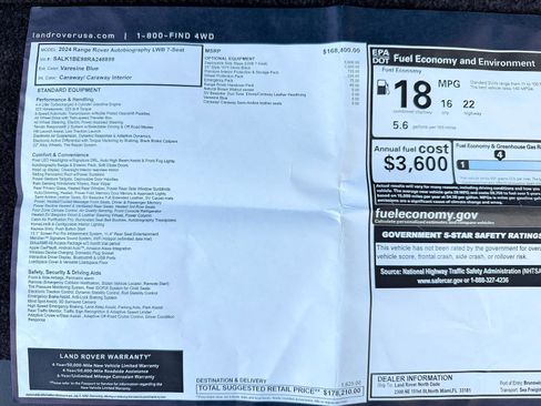 Used 2024 Land Rover Range Rover Long Wheelbase Autobiography image 2