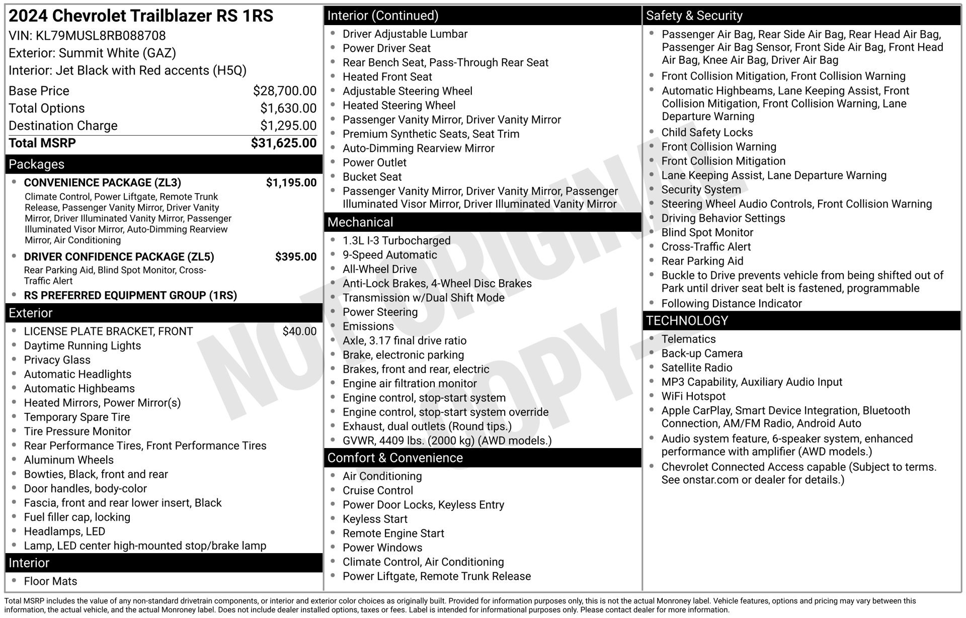 Used 2024 Chevrolet TrailBlazer RS w/ Convenience Package AWD/4WD image 45