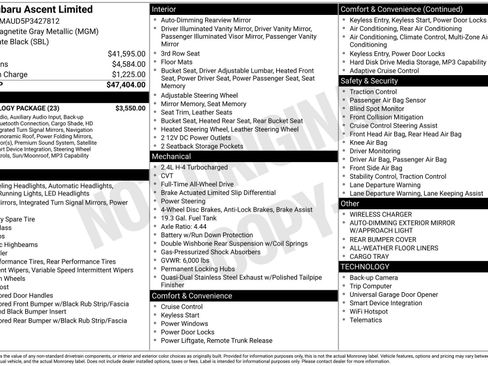 Used 2023 Subaru Ascent Limited w/ Technology Package AWD/4WD image 5