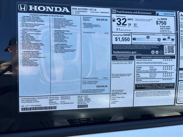 New 2026 Honda Accord LX image 19