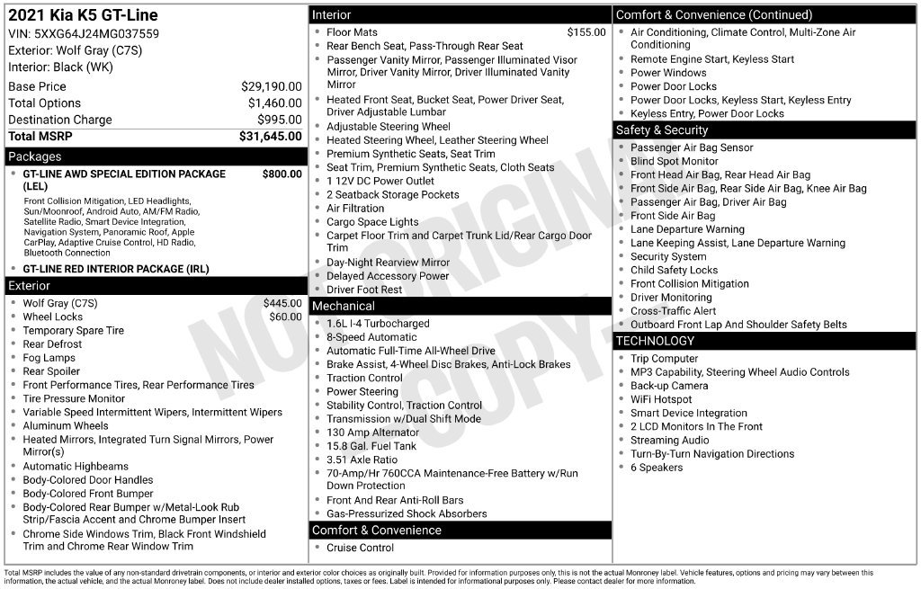 Certified 2021 Kia K5 GT-Line AWD/4WD image 10