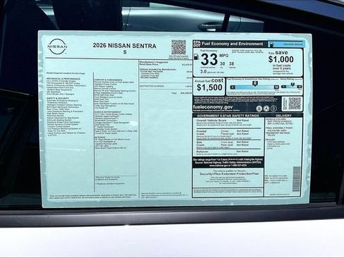 New 2026 Nissan Sentra S w/ Floor Mat Package FWD image 9