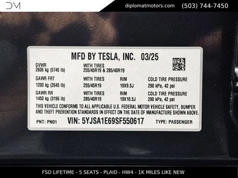 Used 2025 Tesla Model S Plaid AWD/4WD image 43