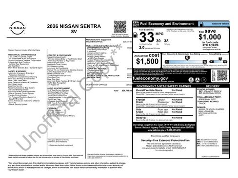New 2026 Nissan Sentra SV w/ SV Convenience Package FWD image 2