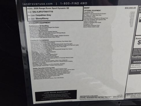 New 2026 Land Rover Range Rover Sport Dynamic SE image 33