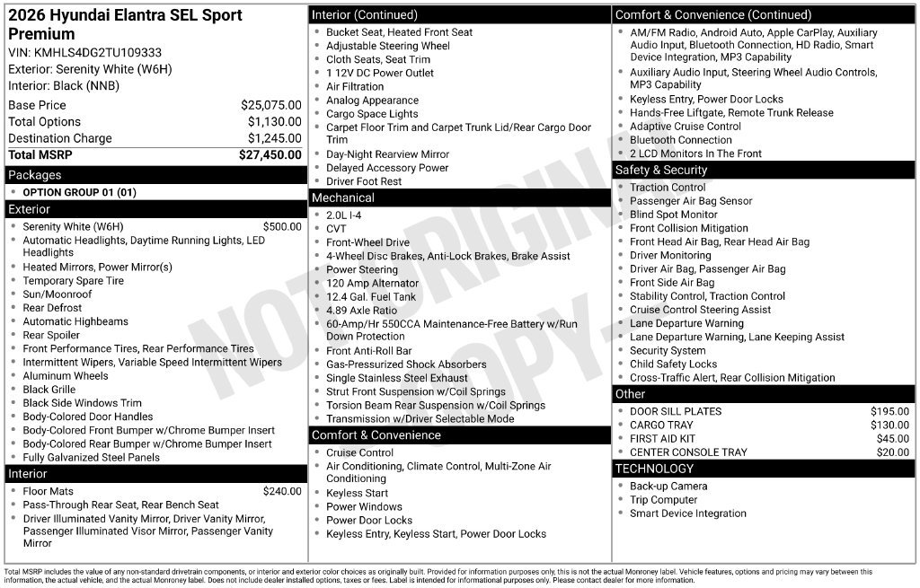 Certified 2026 Hyundai Elantra SEL Sport Premium FWD image 33