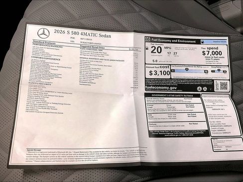 New 2026 Mercedes-Benz S 580 4MATIC Sedan image 13
