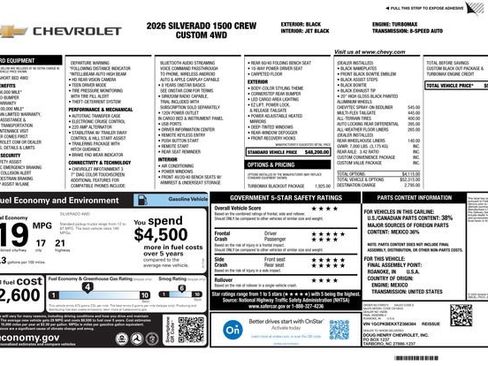 New 2026 Chevrolet Silverado 1500 Custom w/ Turbomax Blackout Package AWD/4WD image 4