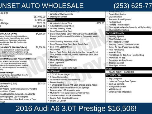 Used 2016 Audi A6 3.0T Prestige w/ Prestige Package AWD/4WD image 51