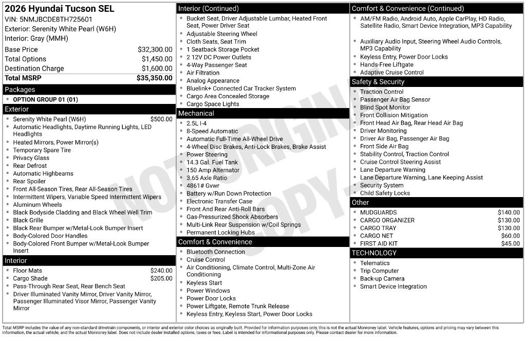 New 2026 Hyundai Tucson SEL AWD/4WD image 6