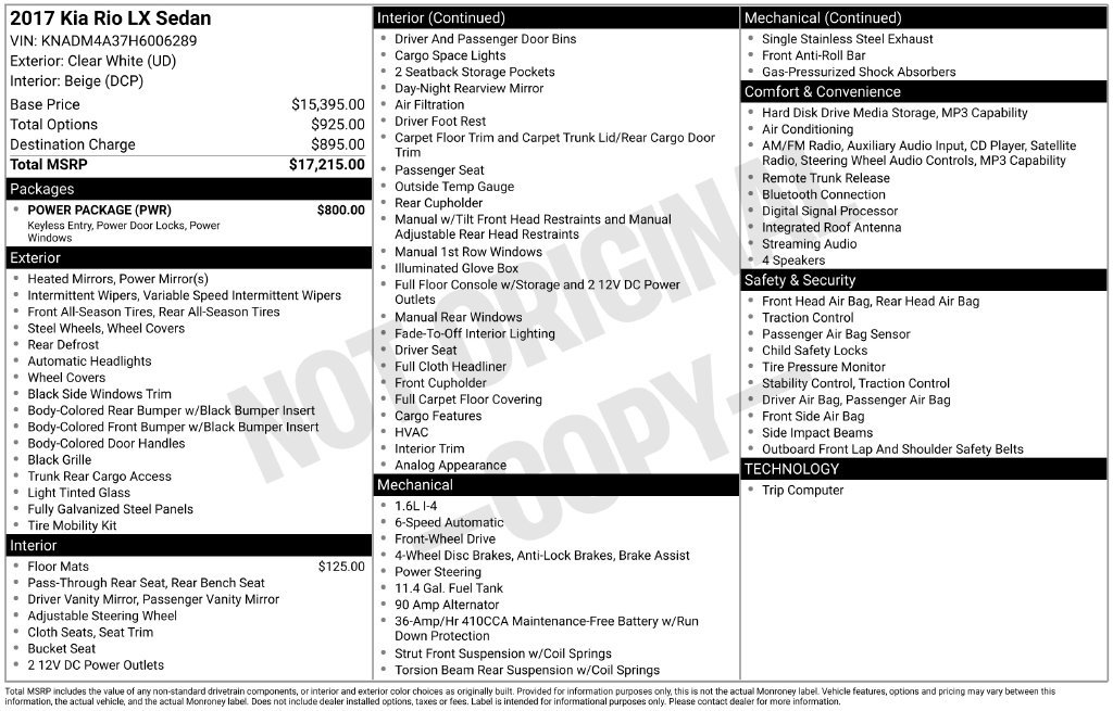 Used 2017 Kia Rio LX w/ Power Package FWD image 5