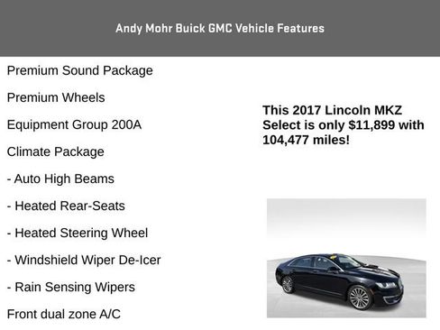 Used 2017 Lincoln MKZ Select w/ Climate Package FWD image 8