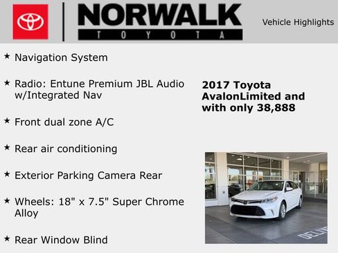 Used 2017 Toyota Avalon Limited w/ Carpet Mat Package FWD image 10