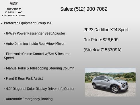 Certified 2023 Cadillac XT4 Sport FWD image 7