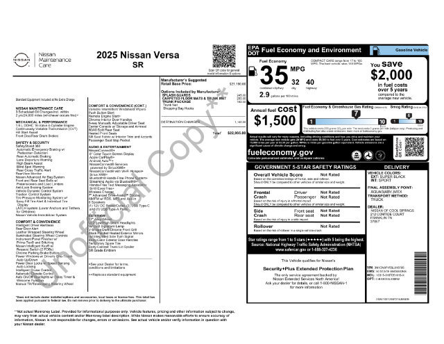 Used 2025 Nissan Versa SR w/ Trunk Package FWD image 29