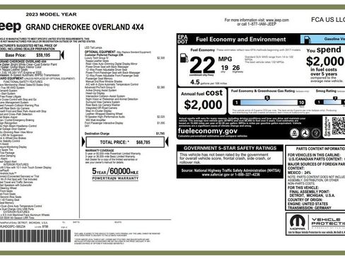 Used 2023 Jeep Grand Cherokee Overland w/ Adv Protech Group III AWD/4WD image 2