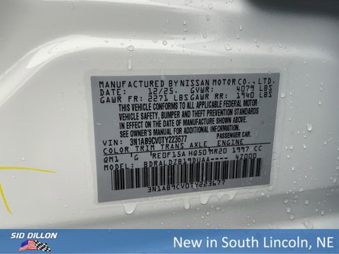 New 2026 Nissan Sentra SV w/ Floor Mat Package image 12