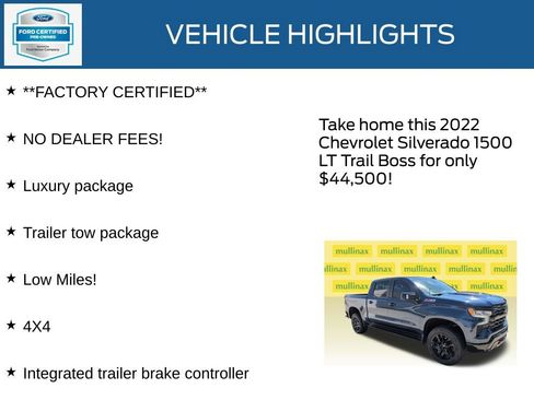 Used 2022 Chevrolet Silverado 1500 LT Trail Boss w/ LT Trail Boss Premium Package AWD/4WD image 12